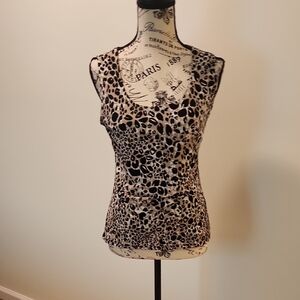 Calvin Klein Black and Cream Fitted Sleeveless Tank Top